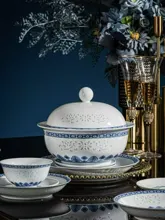 58头青花玲珑餐具·蕉叶 · 5