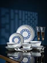 58头青花玲珑餐具·蕉叶 · 8