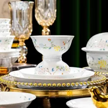 58头彩玲珑瓷花间牡丹餐具 · 3