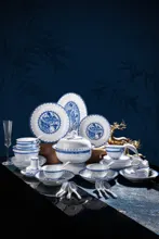 58头青花青羽流光玲珑餐具 · 1