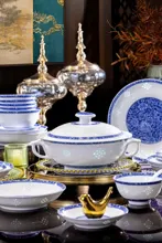 58头青花玲珑餐具·一路繁花 · 2