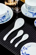 58头手绘青花牡丹玲珑餐具 · 4