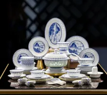 58头青花玲珑锦绣山川餐具 · 1