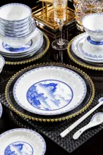 58头青花玲珑锦绣山川餐具 · 3