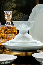 58头影青玲珑小花福餐具 · 3