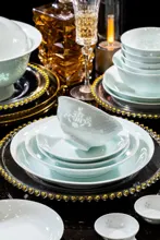 58头影青玲珑小花福餐具 · 4