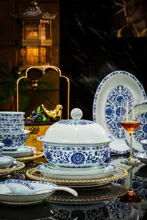 58头青花缠枝莲餐具 · 4