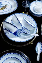 58头青花玲珑餐具-玉兰花 · 5