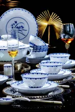58头青花玲珑餐具-玉兰花 · 6