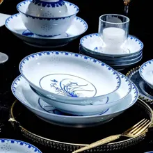 58头青花玲珑餐具-玉兰花 · 8