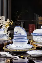 58头青花玲珑餐具-闭月羞花 · 3