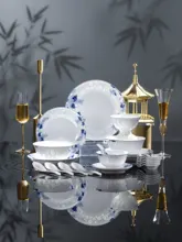 58头青花玲珑餐具·石榴花 · 2