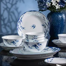 58头青花玲珑餐具·柳燕 · 6