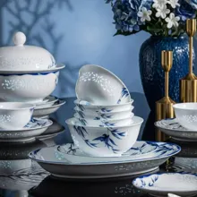 58头青花玲珑餐具·柳燕 · 7