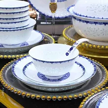 58头青花如意玲珑餐具 · 4