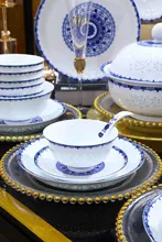58头青花如意玲珑餐具 · 8