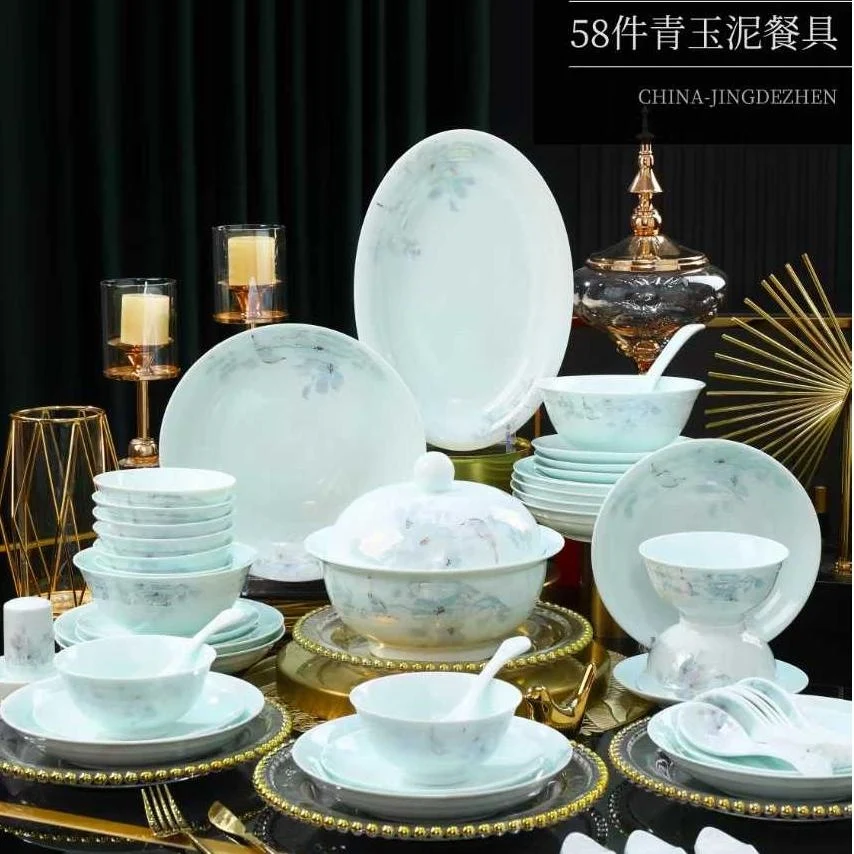58头·青釉桃花源餐具