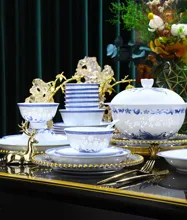 58头青花鱼藻纹玲珑餐具 · 6
