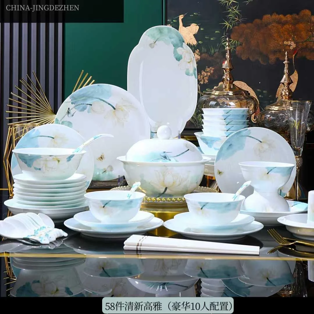 58头·白瓷清新高雅餐具
