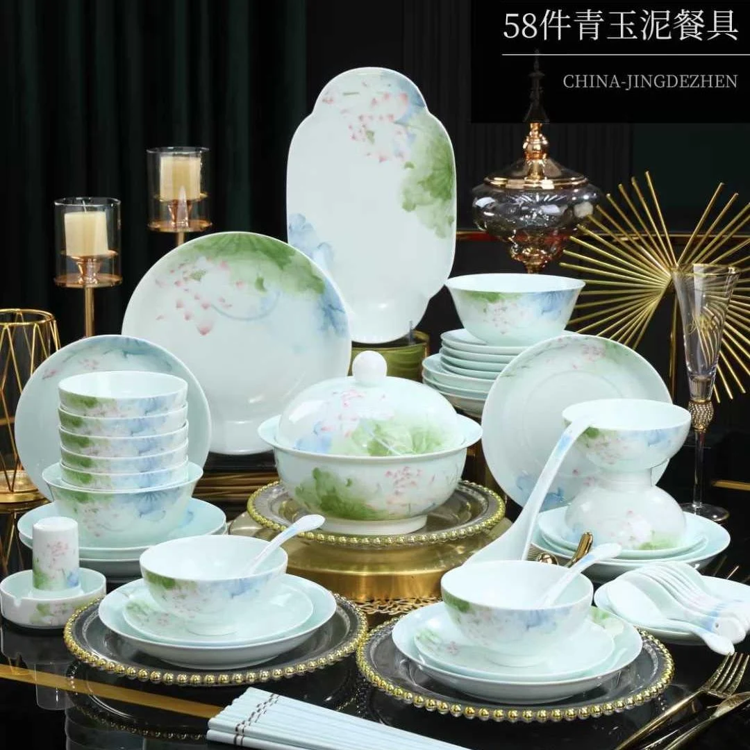 58头·青玉瓷青莲餐具