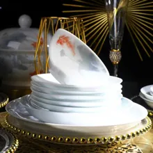 58头·白瓷鱼戏图餐具 · 2