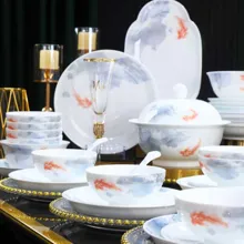 58头·白瓷鱼戏图餐具 · 3