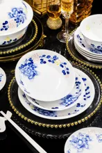 58头釉下手绘青花牡丹七彩玲珑餐具 · 3