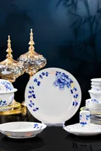 58头釉下手绘青花牡丹七彩玲珑餐具 · 8
