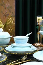 58头·釉中彩水天一色青釉餐具 · 6