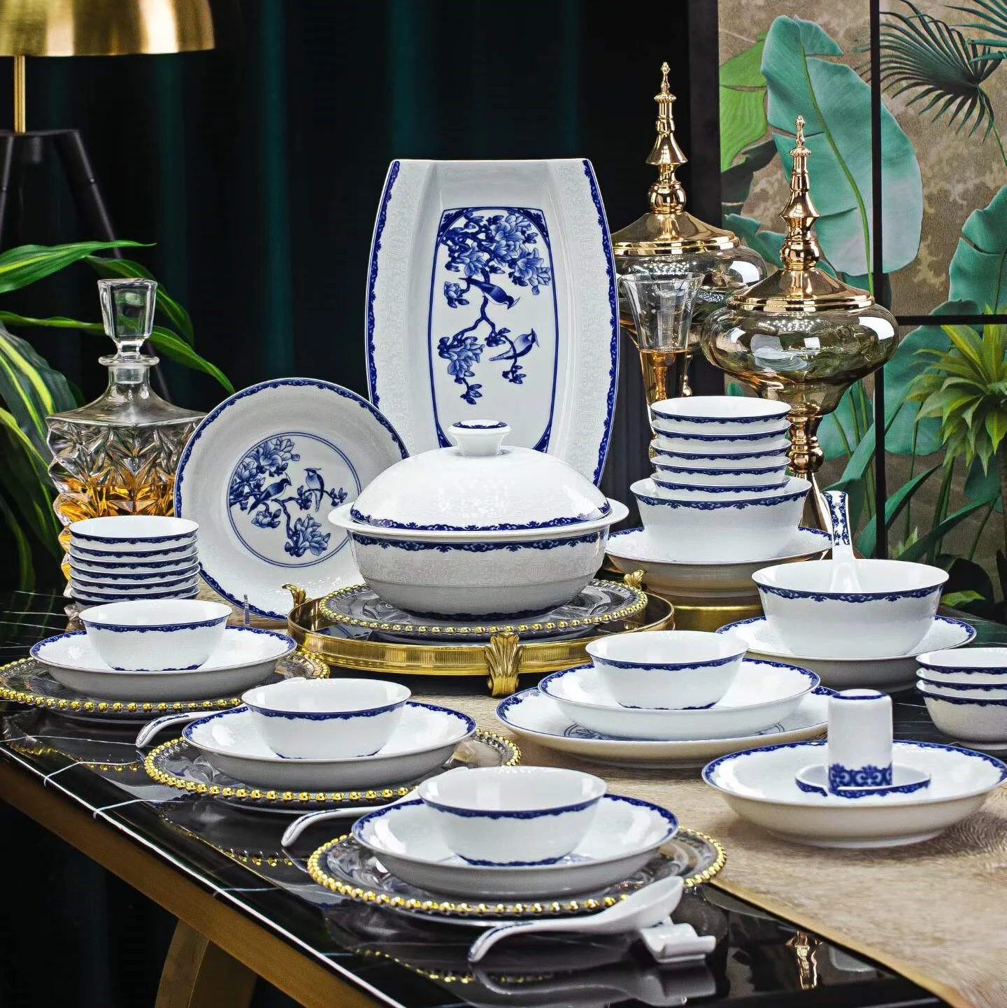 56头·青花吉祥鸟餐具