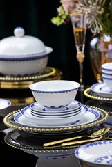 58头釉中青花宝相餐具 · 5