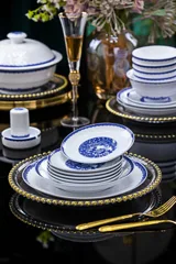58头青花雀影餐具 · 6