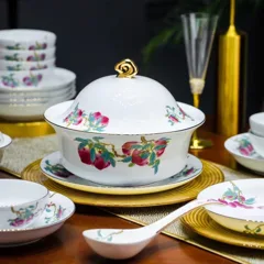 58头描金福寿三多餐具 · 2