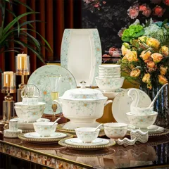 70头描金清风玉影骨瓷餐具 · 1