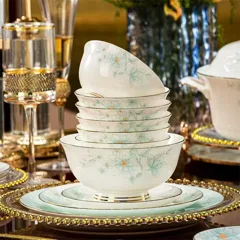70头描金清风玉影骨瓷餐具 · 2