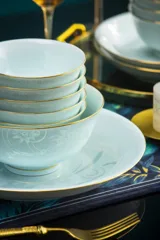 58件青瓷镶金沐浴花涧餐具（白瓷） · 6