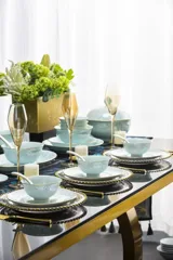 58件青瓷镶金沐浴花涧餐具（白瓷） · 8