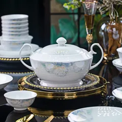 56头白瓷花影餐具 · 3