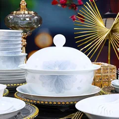 58头花好月圆餐具（白瓷） · 2