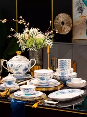 68头金边梦里花骨瓷餐具 · 2
