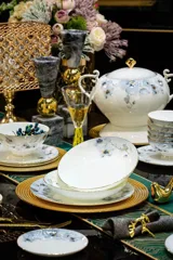70头描金雾里花骨瓷餐具 · 8