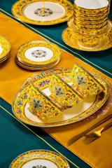 86头珐琅彩帝王黄缠枝莲福镶金骨瓷餐具 · 8