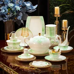70头描金茉莉开花骨瓷餐具 · 2