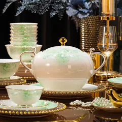 70头描金茉莉开花骨瓷餐具 · 3