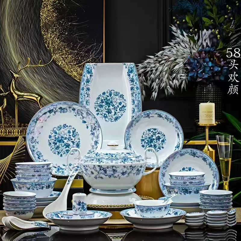 58头欢颜餐具（白瓷）