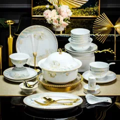 58头荷塘月色餐具（白瓷） · 2