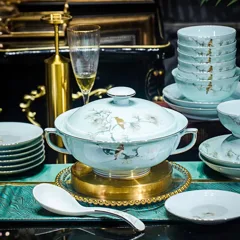 58头描金青瓷兰庭满园餐具 · 7