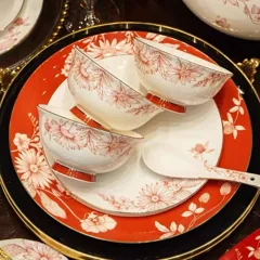 70头·佳莺报喜描金骨瓷餐具 · 5