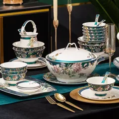 62头金边莺啼花开骨瓷餐具 · 2