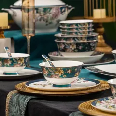 62头金边莺啼花开骨瓷餐具 · 3